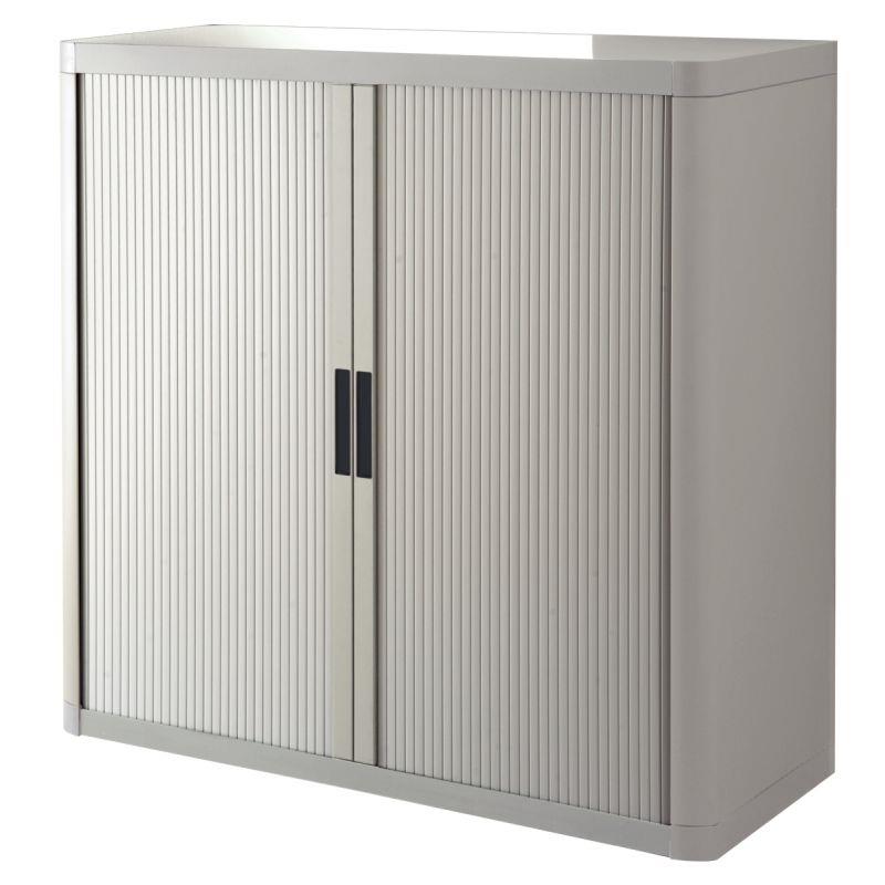 Image de  Armoire à rideaux 2 tablettes corps gris / rideaux gris 