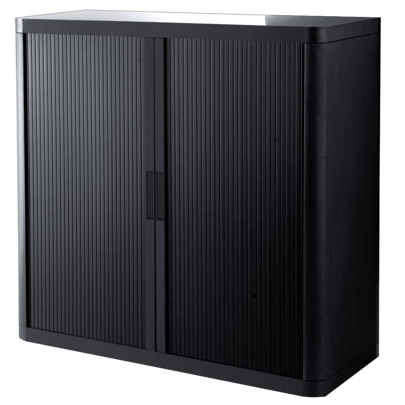 Image de  Armoire à rideaux 2 tablettes corps noir / rideaux noir 