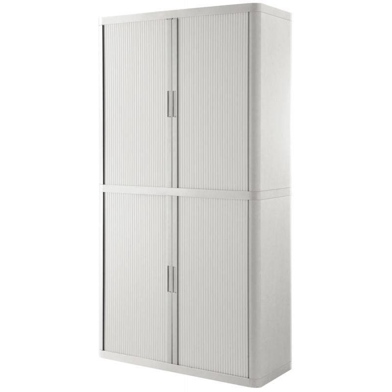 Image de  Armoire à rideaux 4 tablettes corps blanc / rideaux blanc 