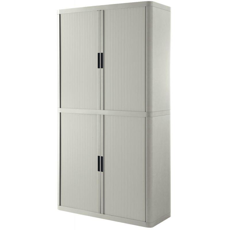 Image de  Armoire à rideaux 4 tablettes corps gris / rideaux gris 