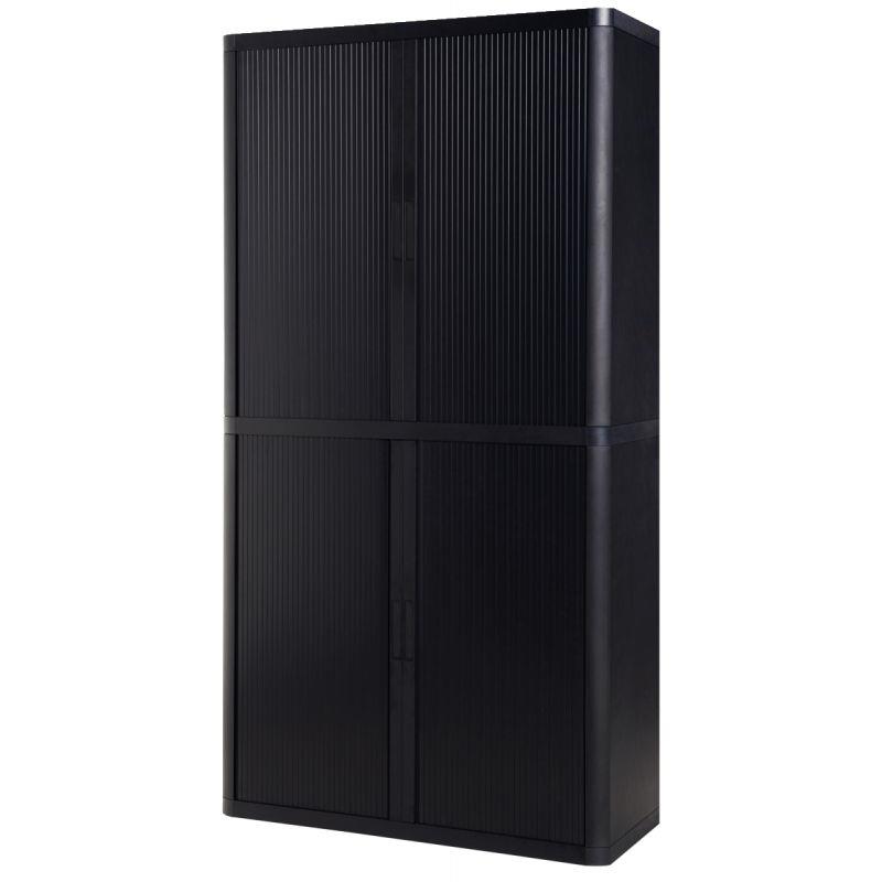 Image de  Armoire à rideaux 4 tablettes corps noir / rideaux noir 