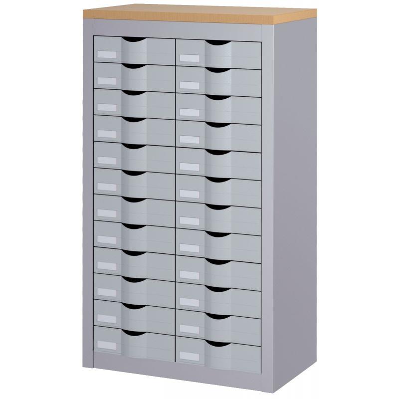 Image de  Comptoir 2 colonnes 24 tiroirs aluminium 