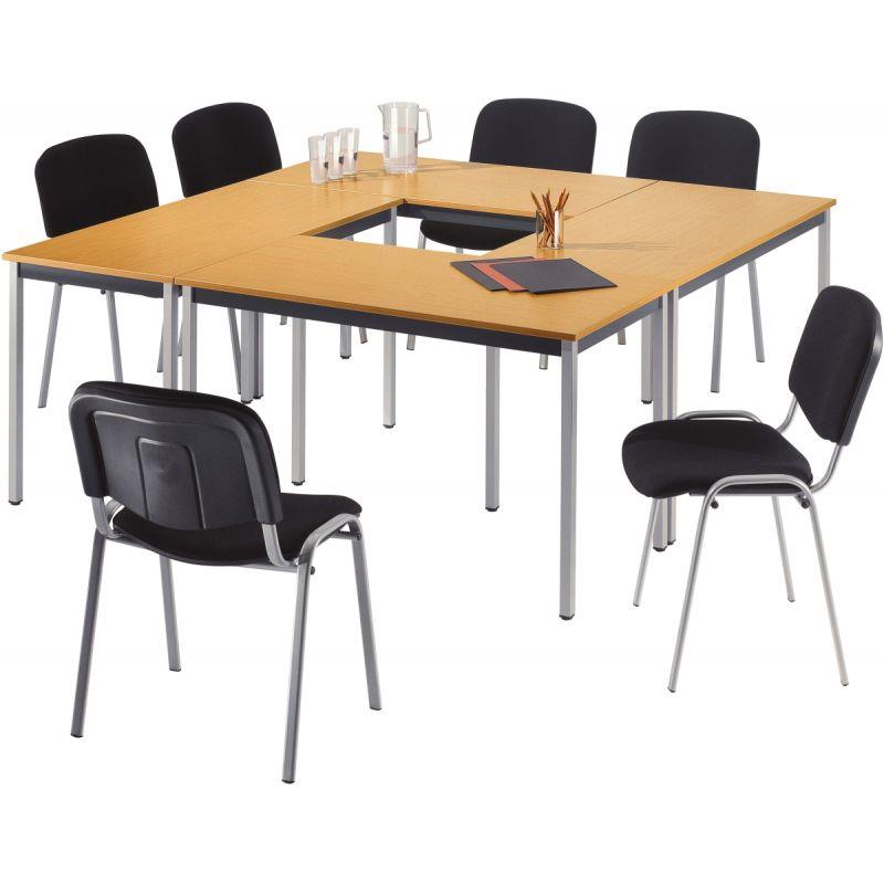 Image de  Table modulaire rectangulaire L140x70cm plateau chêne naturel/piétement alu 