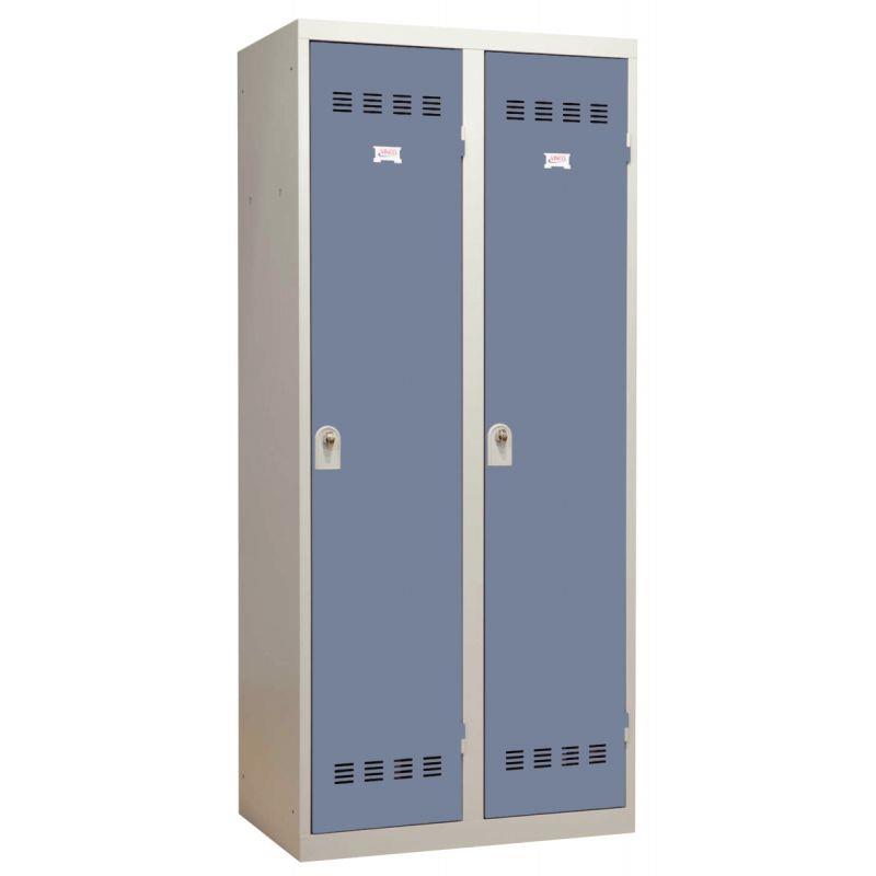 Image de  Vestiaire d''atelier 2 portes industrie sale L80cm portes bleu/corps gris 