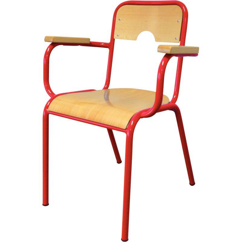 Image de  Chaise du professeur avec accoudoirs T6 rouge 