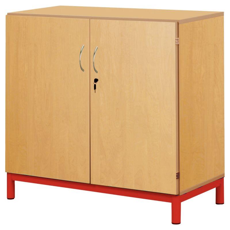 Image de  Armoire basse portes battantes 95x120x45cm rouge 