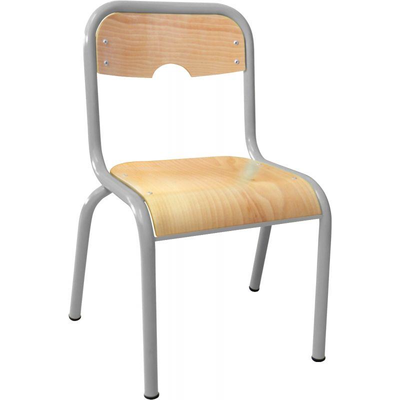 Image de  Chaise 4 pieds assise et dossier encastrés T0 gris alu 