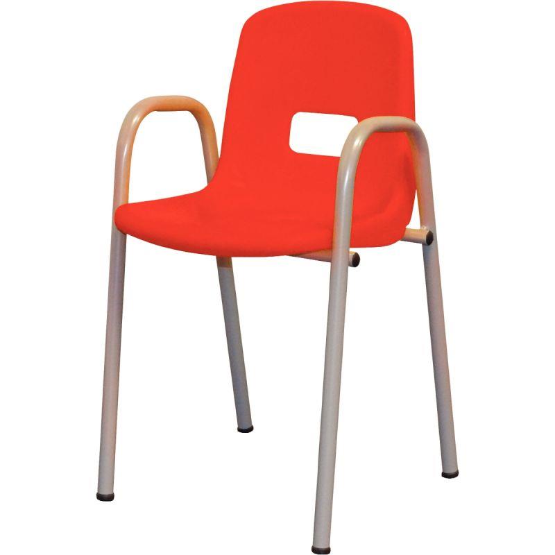 Image de  Chaise coque polypropylène avec accoudoirs T1 rouge 