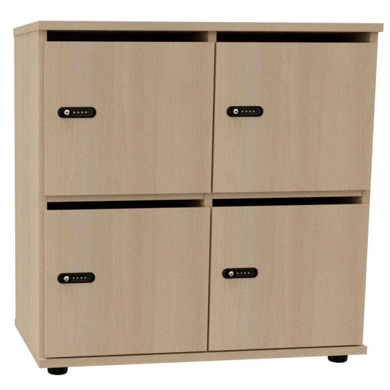 Image de  Casier avec portes boites aux lettres 4 cases Cubik Acacia 