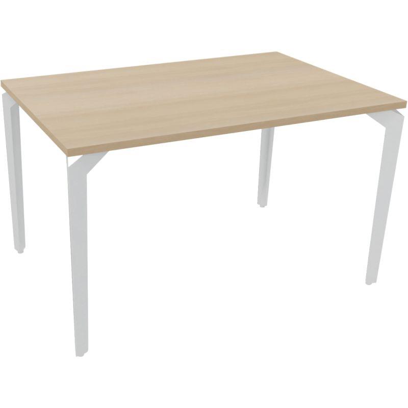 Image de  Bureau individuel élément départ L80 cm Paris plateau Acacia piètement Blanc 