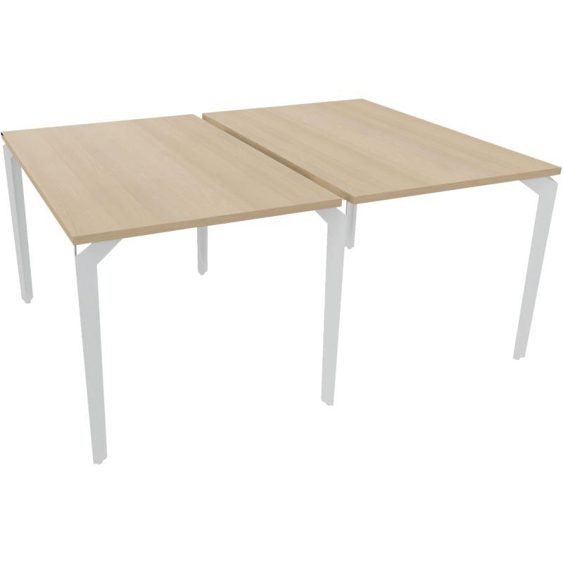 Image de  Bureau poste face à face élément départ L180 cm Paris plateau Acacia piètement Blanc 