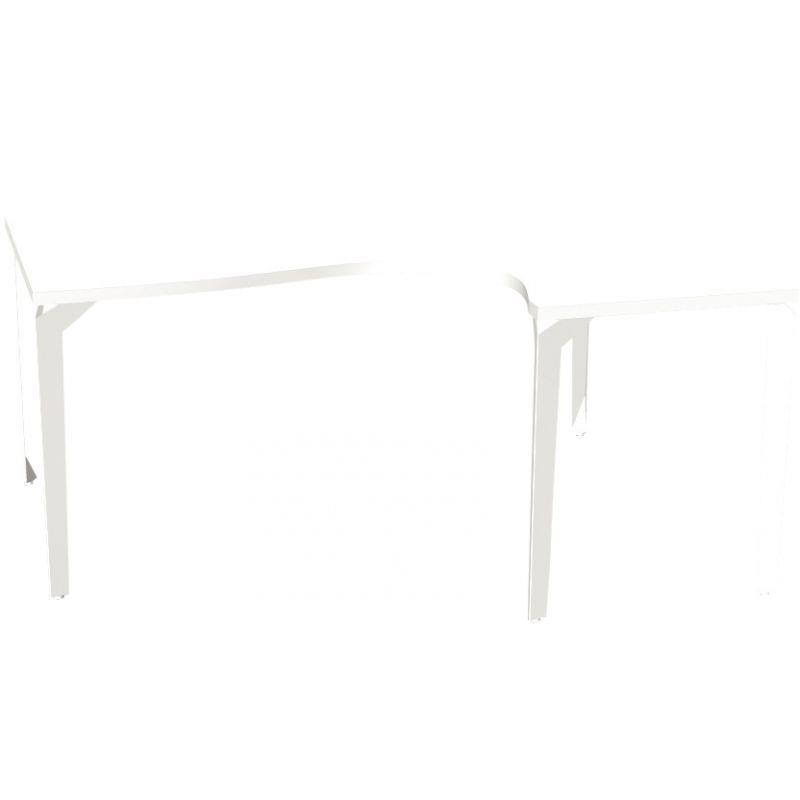 Image de  Bureau plan compact 90° asymétrique droit L160 cm x P120 cm Paris plateau Blanc piètement Blanc 