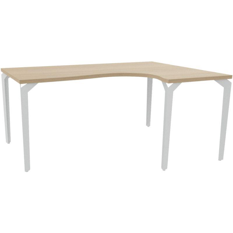 Image de  Bureau plan compact 90° asymétrique droit L160 cm x P120 cm Paris plateau Acacia piètement Blanc 