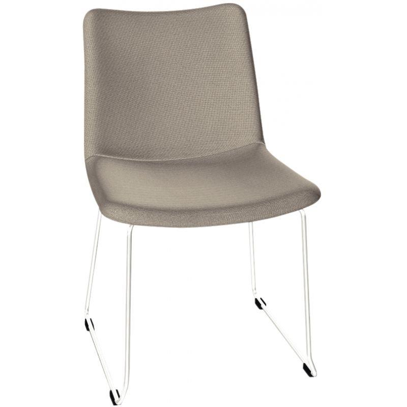 Image de  Chauffeuse L sur pied filaire chrome tapissée Givre 