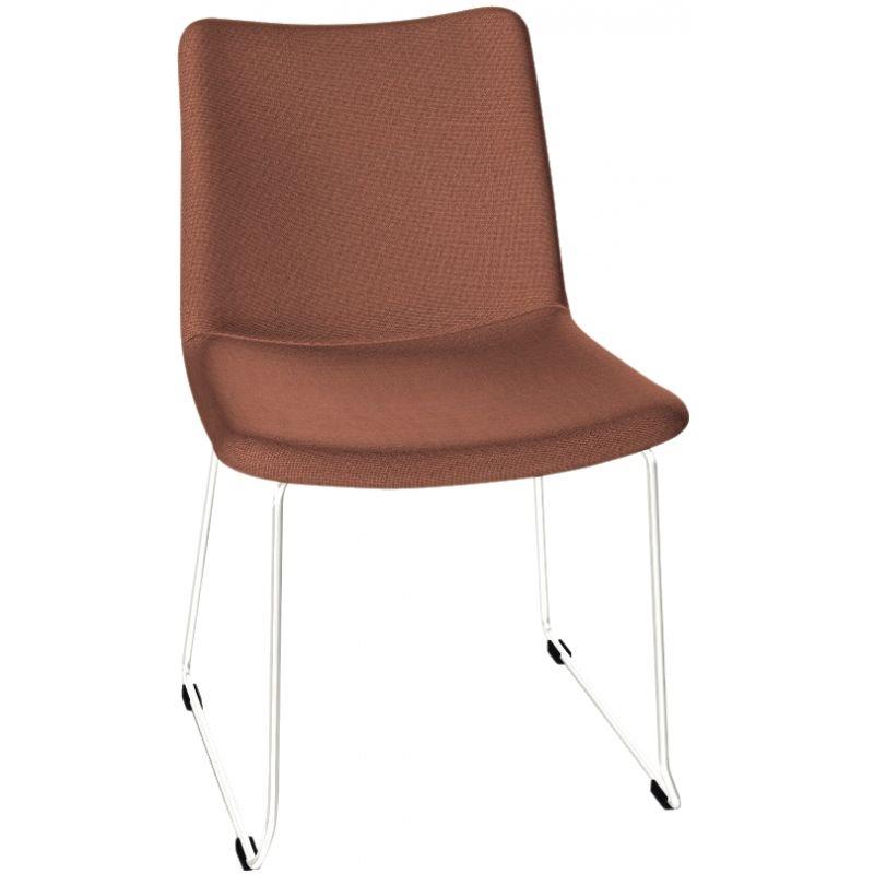 Image de  Chauffeuse L sur pied filaire chrome tapissée Saumon 