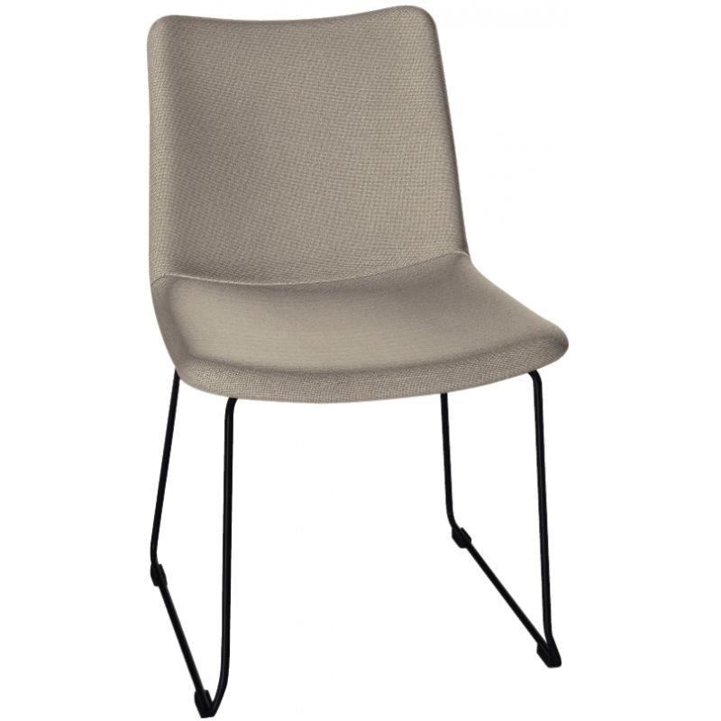 Image de  Chauffeuse L sur pied filaire noir  tapissée Givre 