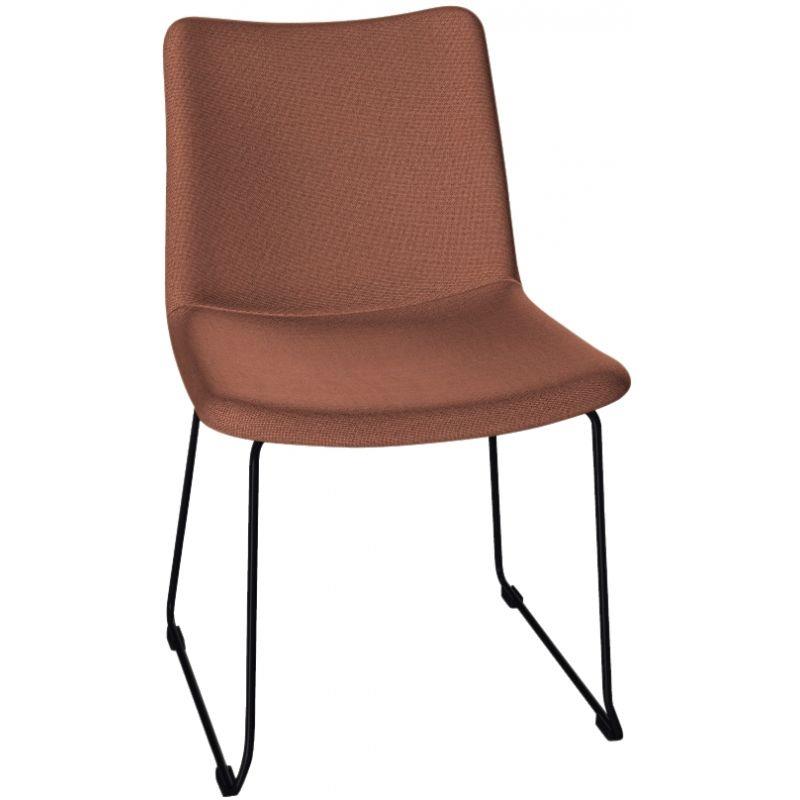 Image de  Chauffeuse L sur pied filaire Noir tapissée Saumon 