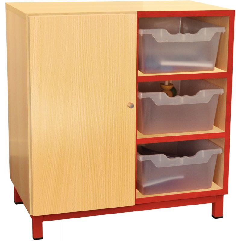 Image de  Meuble 6 cases + 1 porte rouge 