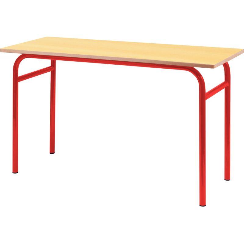 Image de  Table fixe 4 pieds 130x50cm T6 rouge 