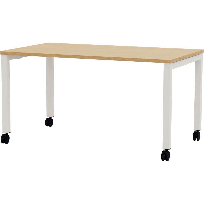 Image de  Table L140 cm x P80 cm x H73,5 cm Perform Mobile plateau Chêne Clair piétement Blanc 