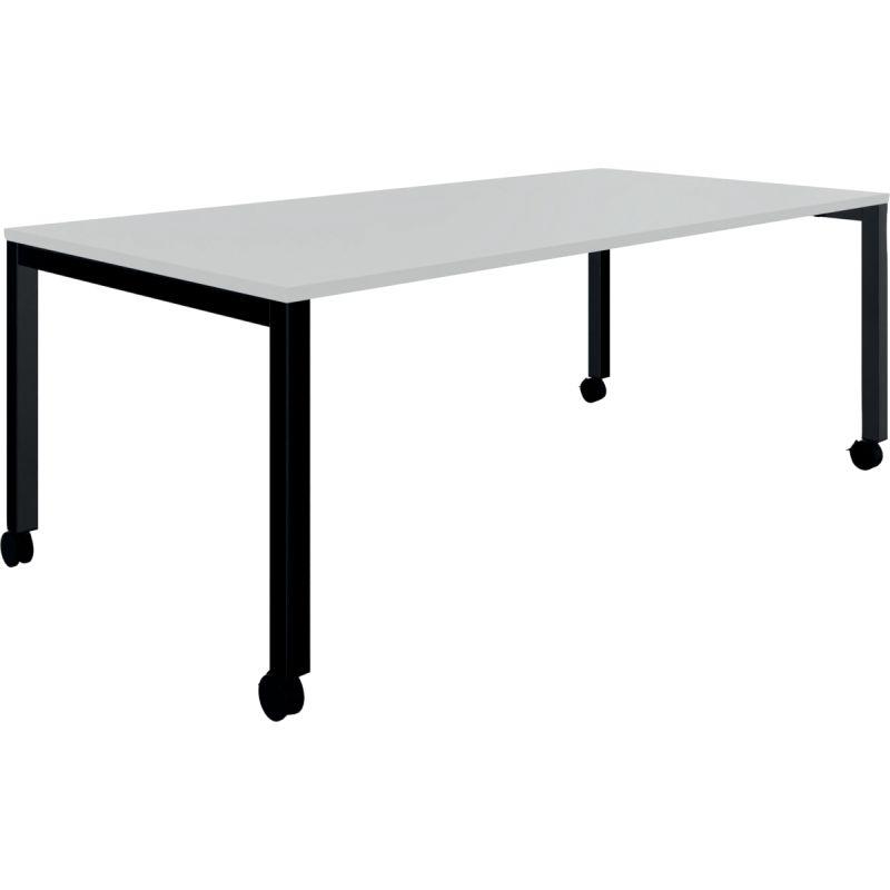 Image de  Table L160 cm x P80 cm x H73,5 cm Perform Mobile plateau Blanc neige piétement Noir 