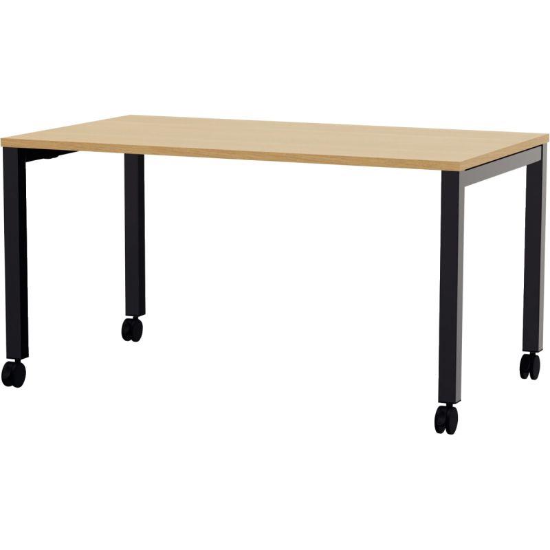 Image de  Table L180 cm x P80 cm x H73,5 cm Perform Mobile plateau Chêne Clair piétement Noir 