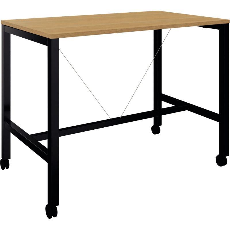 Image de  Table L140 cm x P80 cm x H104,5 cm Perform Mobile plateau Chêne Clair piétement Noir 