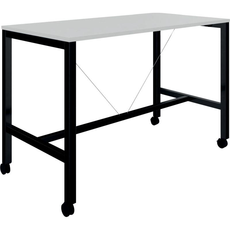 Image de  Table L160 cm x P80 cm x H104,5 cm Perform Mobile plateau Blanc neige piétement Noir 
