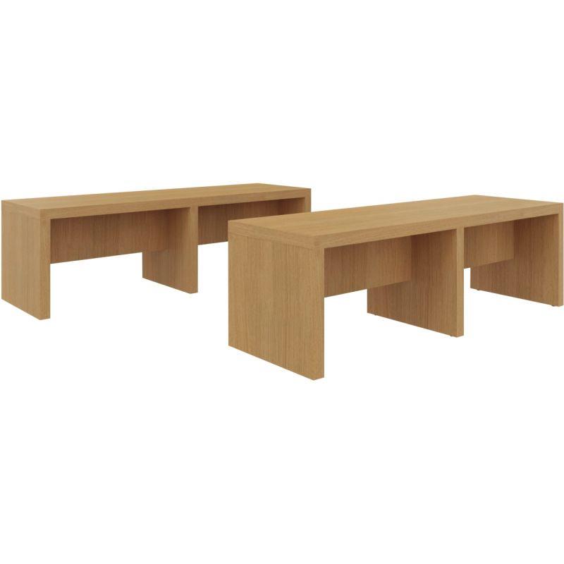 Image de  Lot de 2 bancs L130 cm x P40 cm x H46 cm Eloïse Chêne Clair 