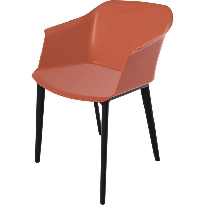 Image de  Fauteuil coque polypropylène Scott Brique/Noir 