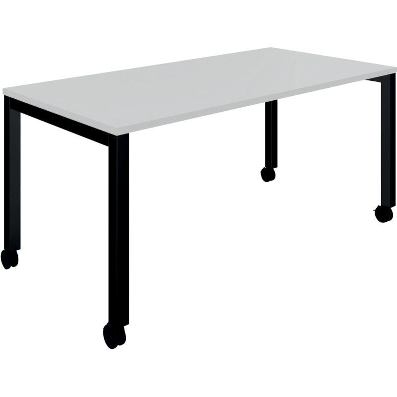 Image de  Table L120 cm x P40 cm x H73,5 cm Perform Mobile plateau Blanc neige piétement Noir 