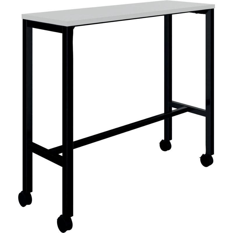 Image de  Table L120 cm x P40 cm x H104,5 cm Perform Mobile plateau Blanc neige piétement Noir 