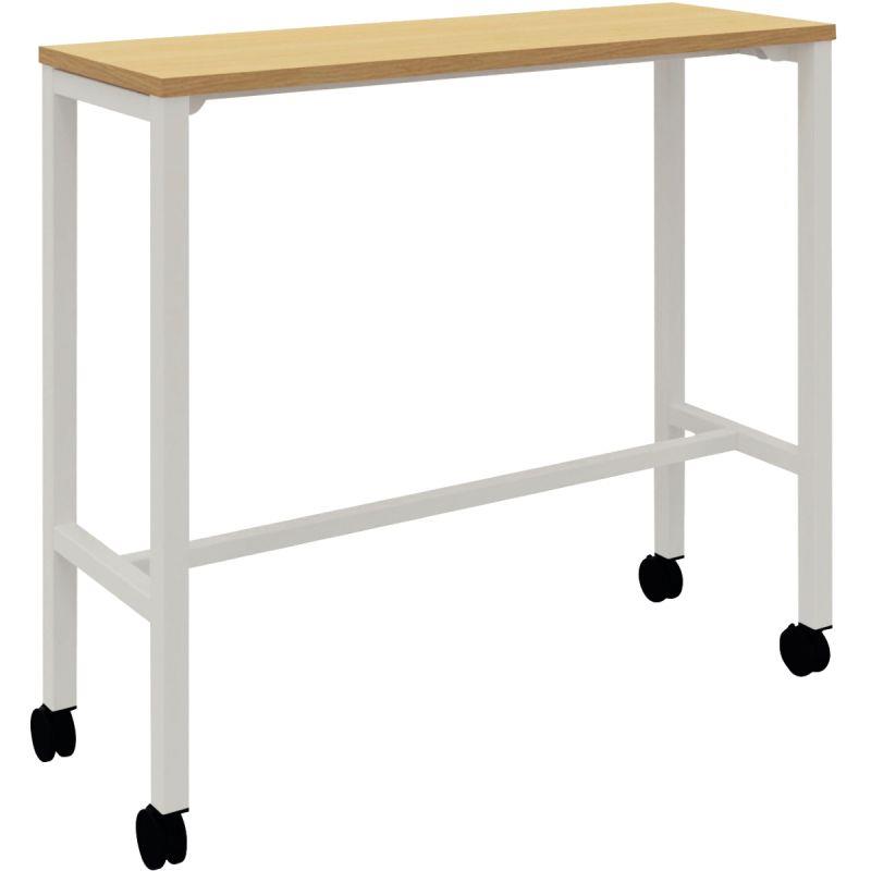 Image de  Table L120 cm x P40 cm x H104,5 cm Perform Mobile plateau Chêne Clair piétement Blanc 