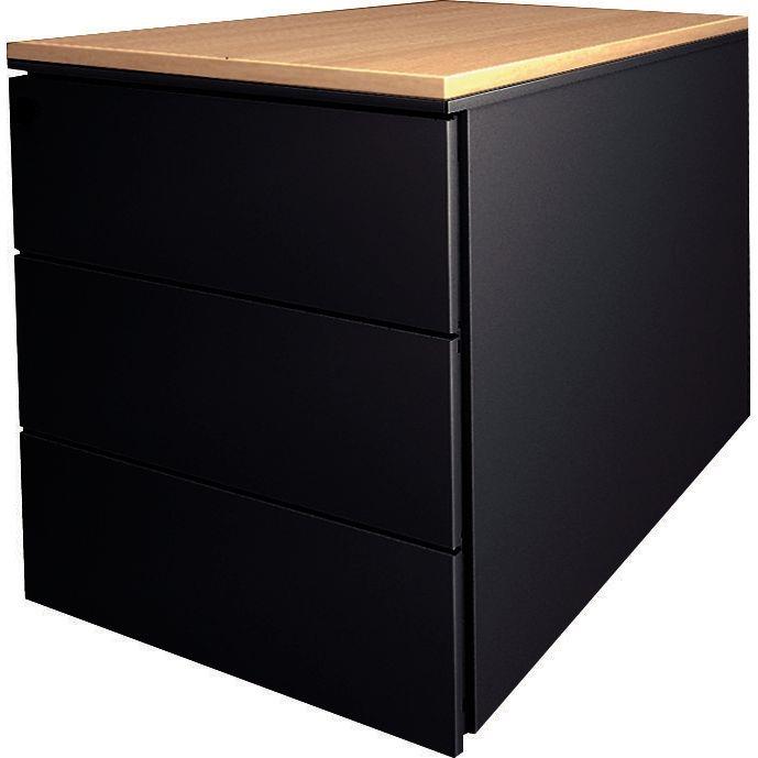 Image de  Caisson mobile 2 tiroirs dont 1 dossiers suspendus plateau hêtre clair/corps anthracite 