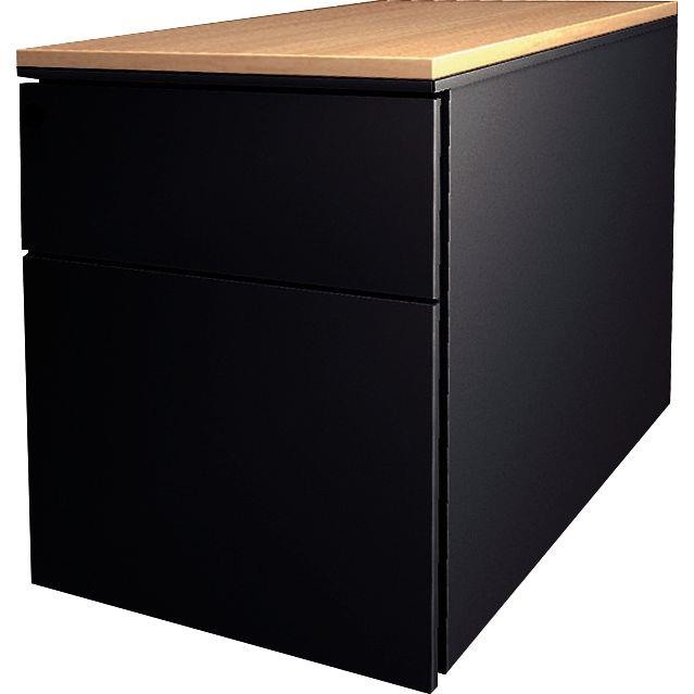 Image de  Caisson métallique mobile 3 tiroirs plateau mélamine hêtre clair/corps anthracite 