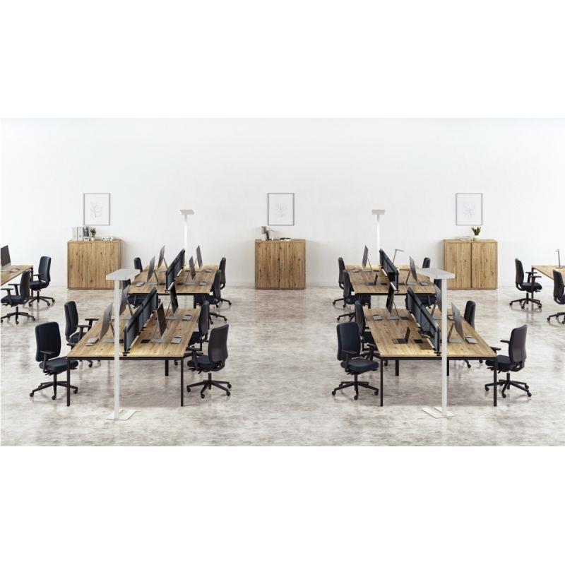 Image de  Table de bureau plateau fixe départ L180xP165cm 4 pieds plateau chêne brunswick/piètement anthracite 