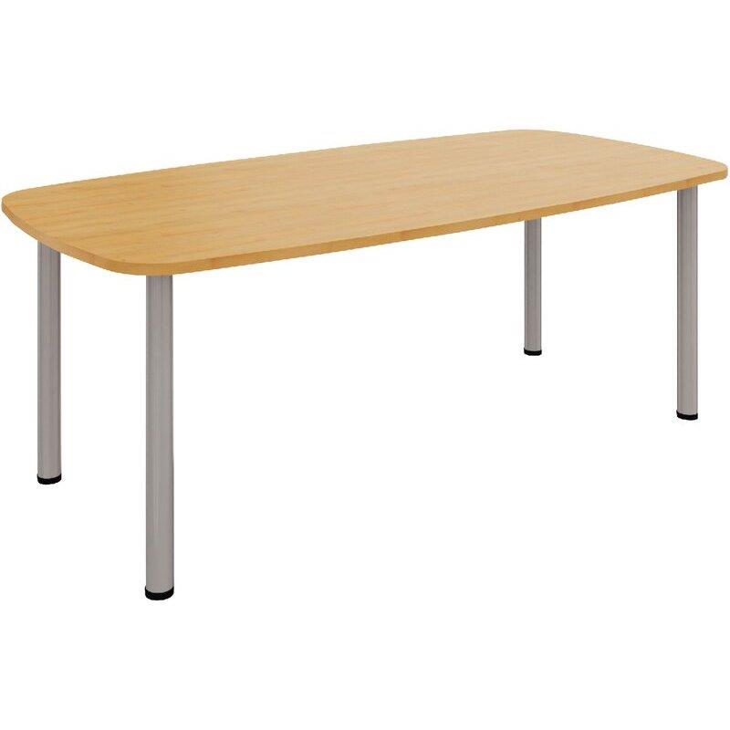 Image de  Table ovale L200xP100cm 4 pieds plateau hêtre clair/piètement alu 