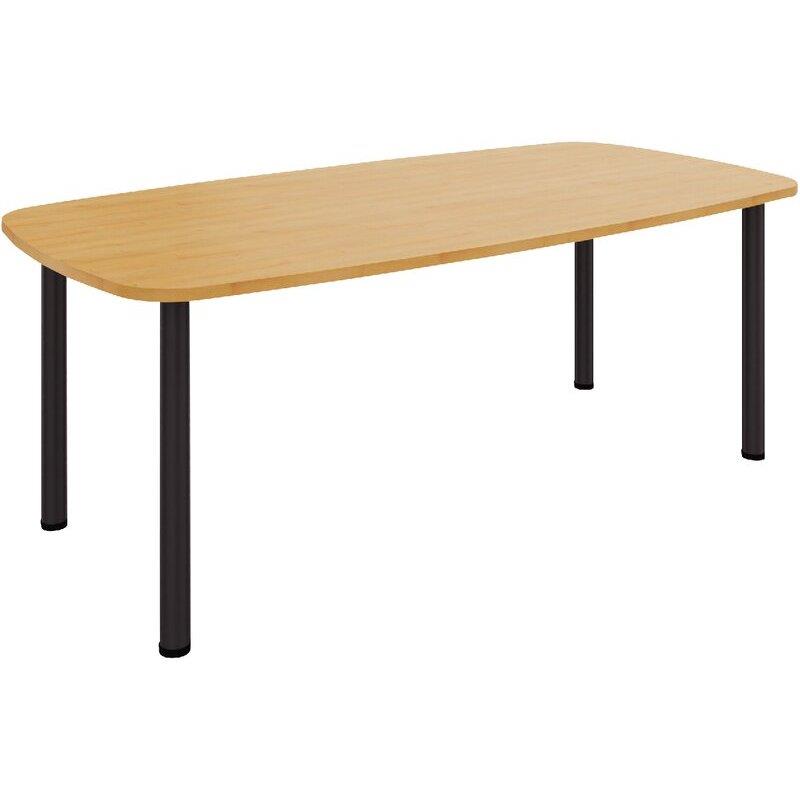 Image de  Table ovale L200xP100cm 4 pieds plateau hêtre clair/piètement anthracite 