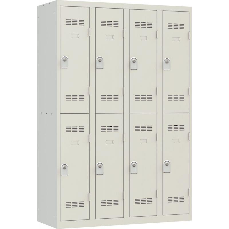 Image de  Vestiaire d''atelier 4 colonnes 8 cases industrie propre L120cm gris 