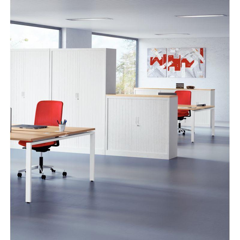 Image de  Armoire à rideaux monobloc basse H105cm corps gris/rideaux gris 