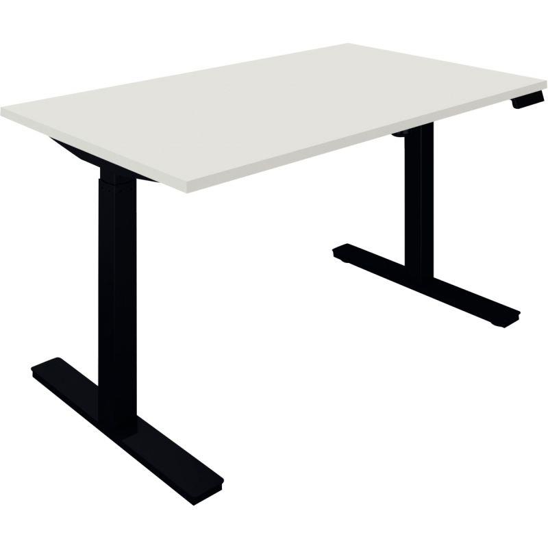 Image de  Bureau à réglage électrique Guera 2 L140xP80cm épaisseur 19mm plateau blanc/piètement noir 