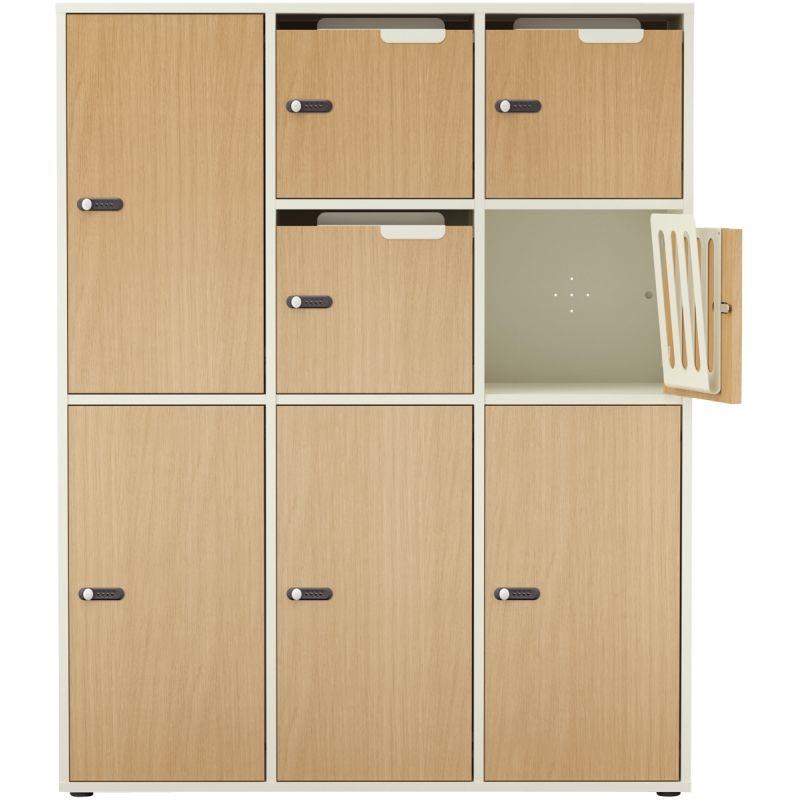 Image de  Porte mélaminée avec fente courrier 2 cases pour meuble de rangement Camille chêne naturel 