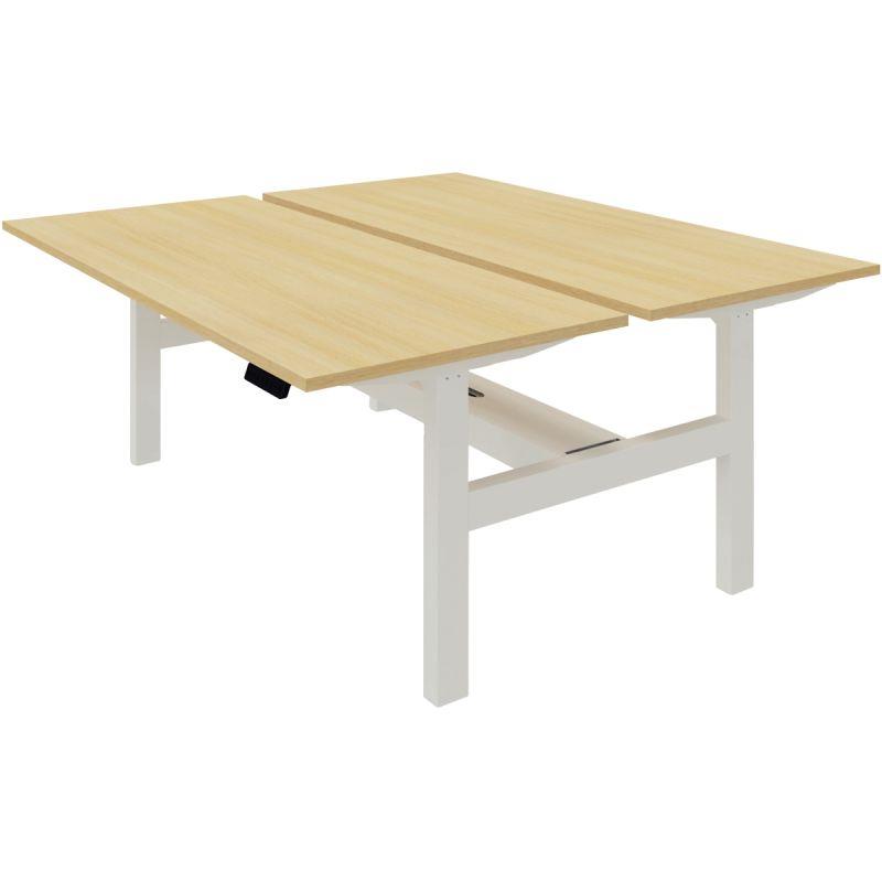 Image de  Bureau partagé Slade L180xP80cm plateau chêne clair/piètement blanc 