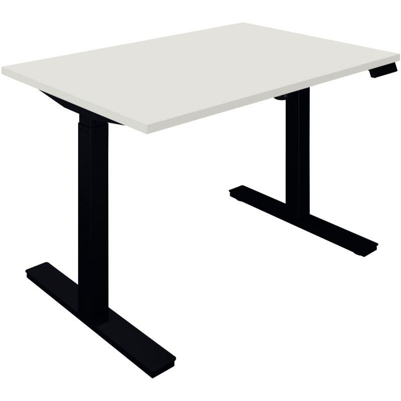 Image de  Bureau à réglage électrique Guera 2 L120xP80cm épaisseur 25mm plateau blanc/piètement noir 