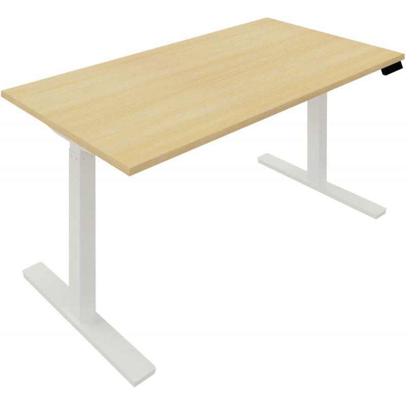 Image de  Bureau à réglage électrique Guera 2 L120xP80cm plateau chêne clair/piètement blanc 