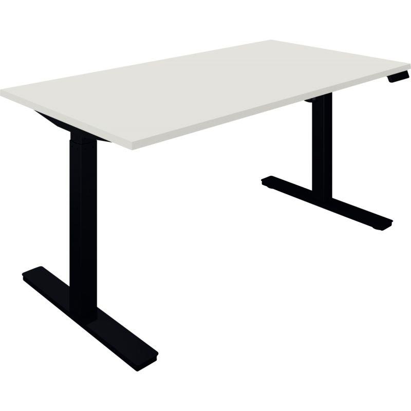 Image de  Bureau à réglage électrique Guera 2 L160xP80cm épaisseur 25mm plateau blanc/piètement noir 