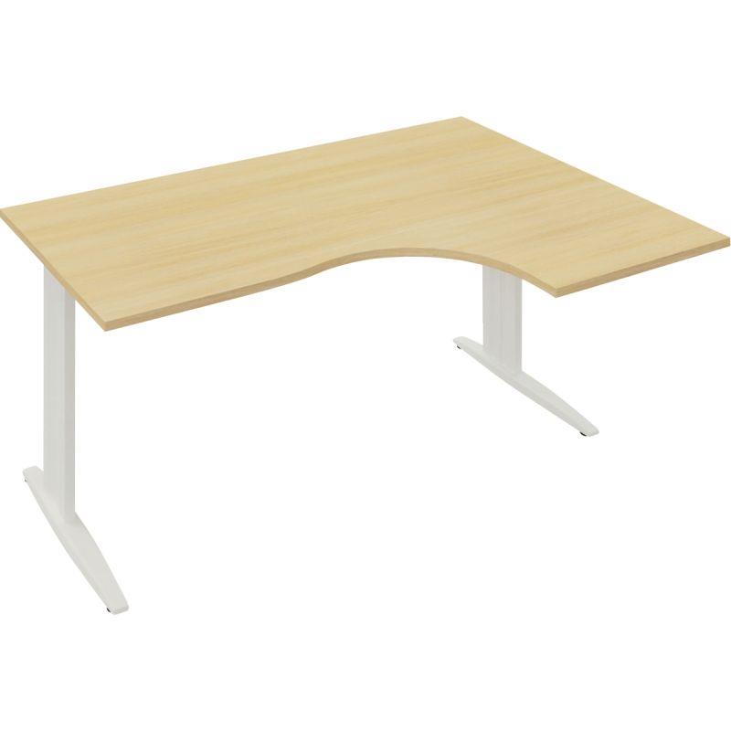 Image de  Plan compact 90° Onyx retour droite L..160 x P.120 et 60 cm plateau chêne clair/piètement blanc 