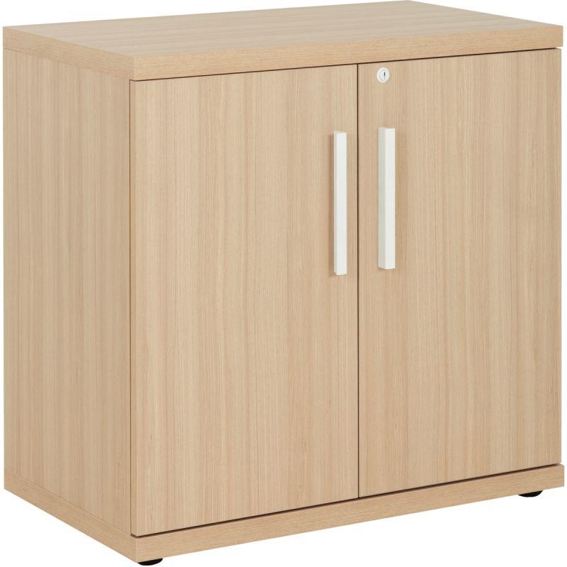 Image de  Rangement bas 2 portes Brabant L80xH78xP45cm chêne structuré/blanc 