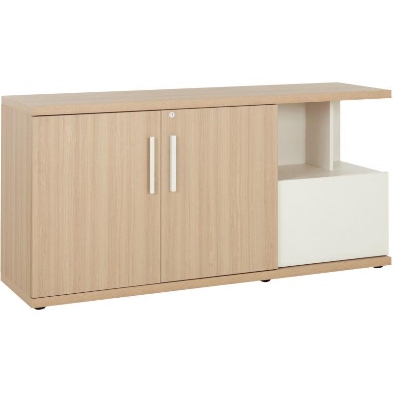 Image de  Crédence Brabant L160xH78xP45cm chêne structuré/blanc 