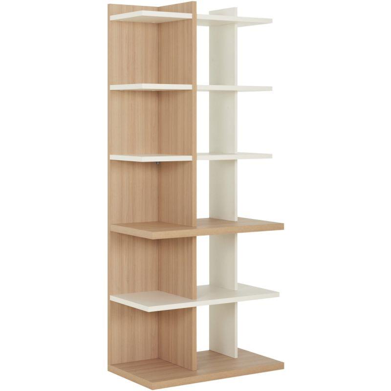 Image de  Bibliothèque Brabant L80xH189xP45cm chêne structuré/blanc 
